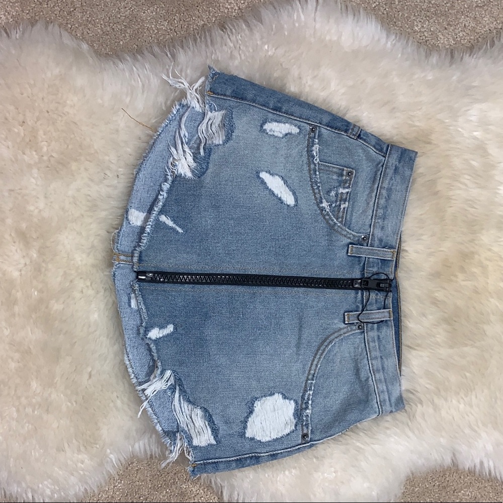 Denim trendy ZIPPER skirt